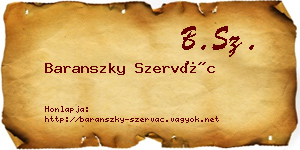 Baranszky Szervác névjegykártya